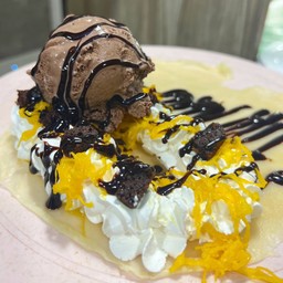 เครปเย็น บราวนี่+ฝอยทอง+ไอศครีม