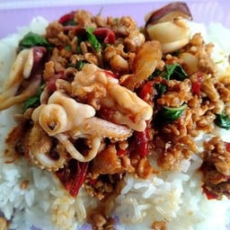 กระเพาหมูสับ+หมึก