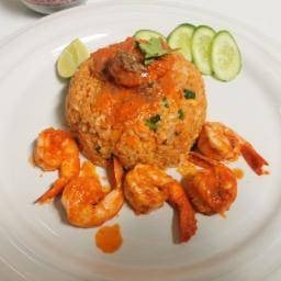 ข้าวผัดมันกุ้งสดุ้งไฟ(ใส่พริก)