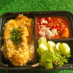 ข้าวไข่ข้น  ยำปลากระป๋อง