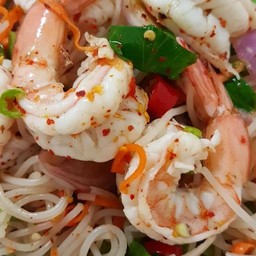 ยำหนมจีน กุ้งสุก