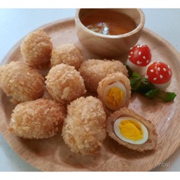 ไข่นกกะทะชุแป้งเกล็ดขนมปังทอด