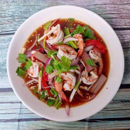 ยำกุ้งสดลวก