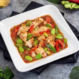เนื้อปูผัดสะตอ Stir Fried Crab Meat with Sato