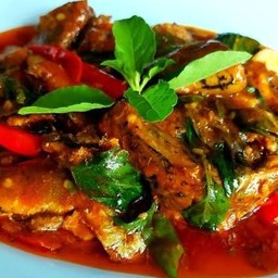 กะเพราปลากระป๋องราดข้าว