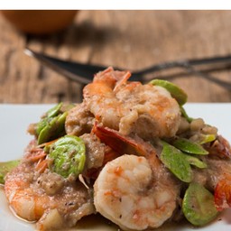 ข้าว-กุ้งผัดกะปิสะตอ+ไข่ดาว,ไข่ข้น(ระบุ)