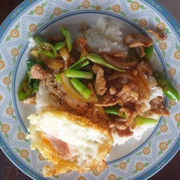 ผัดพริกหมูราดข้าว-ไข่ดาว 1 ห่อ