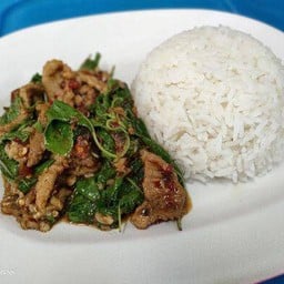 ข้าวกะเพราเนื้อชิ้น