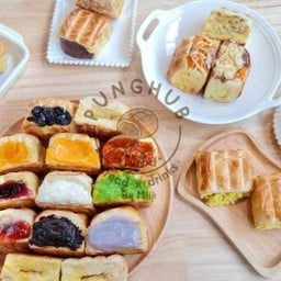 ปังฮับ ปังปิ้งไส้ทะลัก ขนมปังปิ้ง นมสด ของหวาน เทอดไท