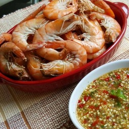 กุ้งลวกจิ้ม น้ำจิ้มซีฟู้ด