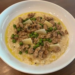 รีซอตโต้ไส้กรอกอิตาเลียนกับถั่วลันเตา