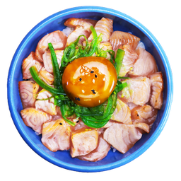 M11ข้าวหน้าแซลมอนเต๋า (เนื้อปลาเบิร์น)