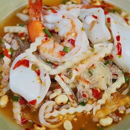 [อร่อยซ่ากับโค้ก] ยำเส้นแก้ว ทะเล +  โค้ก ออริจินัล (ขวด)