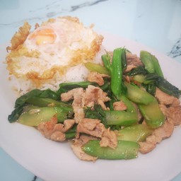 ข้าวราดผัดคะน้าหมู