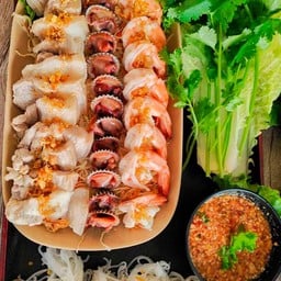เมี่ยงหมูสามชั้น+กุ้ง+หอย