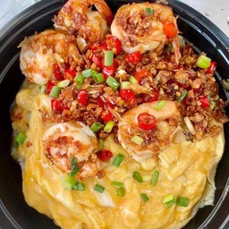 ข้าวไข่ข้น กุ้งคั่วพริกเกลือ