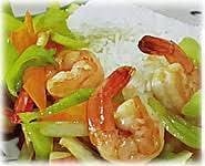กุ้งผัดพริกหยวก+ข้าว