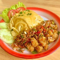 ข้าวไข่ข้น+ผัดพริกเกลือหมูกรอบ