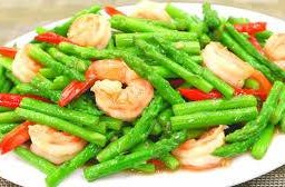 หน่อไม้ฝรั่งผัดกุ้ง