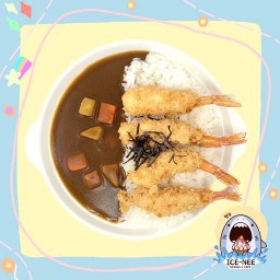 ข้าวแกงกะหรี่กุ้งทอด