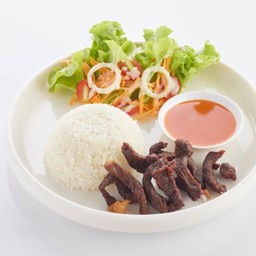 L ข้าวราด เนื้อแดดเดียว