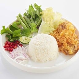 L ข้าวราด ไข่ฟูหมูสับปลาเค็ม