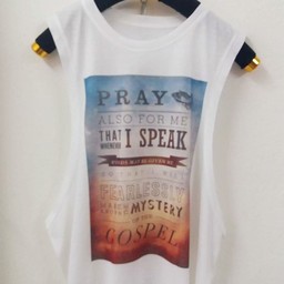 เสื้อกล้ามฟ้าส้ม แขนกว้าง