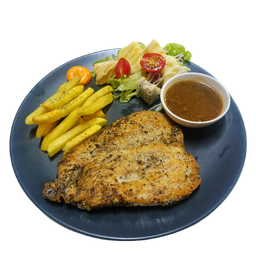 สเต็กอกไก่พริกไทยดำ