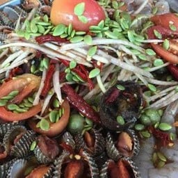 ตำเกาเหลา(ลาว)กุ้งสดหอยแครง