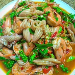 ข้าวราดผัดฉ่าทะเลรวม