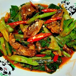 ข้าวราดผัดคะน้าปลาเค็ม
