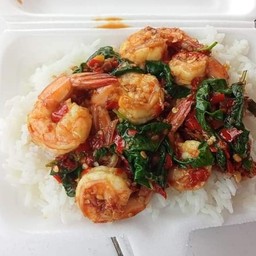 ข้าวกระเพรากุ้ง(ฟรีใข่ดาว)