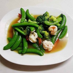 ถั่วลันเตาหวานผัดกุ้ง