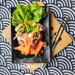 ยำปูอัดจี๊ดจ๊าด - Thai Spicy Fish Stick Salad