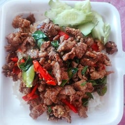 ข้าวกระเพราหมูสองสหาย(ฟรีไข่ดาว)