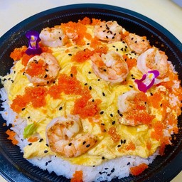ไข่ข้นกุ้ง+ไข่กุ้งทองคำ+น้ำจิ้มซีฟู้ด (จานใหญ่)