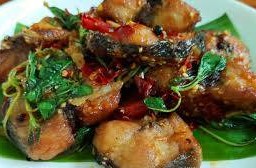 ปลาช่อนผัดกระเพรา