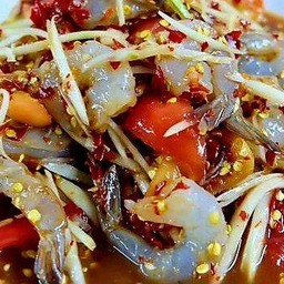 ตำกุ้งสด ไม่ลวก