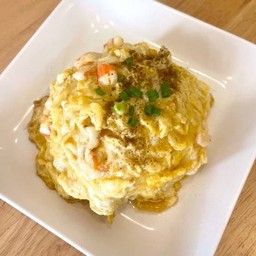 ข้าวราดไข่ข้นกุ้งสับ