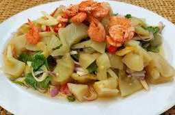 ยำผักกาดดอง+กุ้งแห้ง