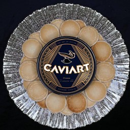 Caviar 8oz & Mini Buttermilk Blinis 40 pcs คาเวียร์ 227 กรัม และบัตเตอร์มิลล์บลินี 40 ชิ้น