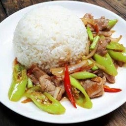 Stir Fried Bell Pepper With Pork On Rice