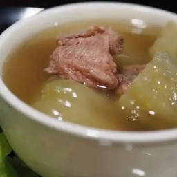 ข้าว แกงจืดต้มมะระซี่โครงหมู