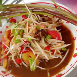 ส้มตำไก่ย่างแซ่บแสบปากนัวครบรส เทพารักษ์ ส้มตำเจ๊ตุ๊กตาเทพารักษ์