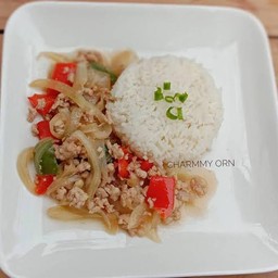 ผัดพริกสด ราดข้าว