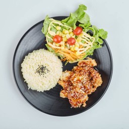 ข้าวไก่เผ็ด+ไชเท้าดอง
