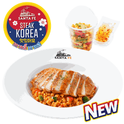 ข้าวญี่ปุ่นผัดซอสโคชูจังสเต๊กหมูสันนอก + ส้มตำข้าวโพด เชค