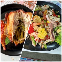ตำเหลาทะเลรวม + ไก่อบโอ่งครึ่งตัว