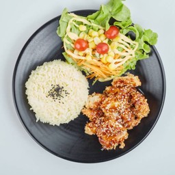 ข้าวไก่เกาหลี+สลัดผัก
