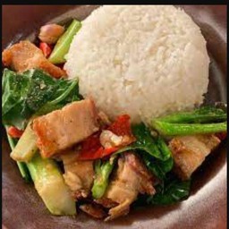 ข้าวคะน้าหมูกรอบ